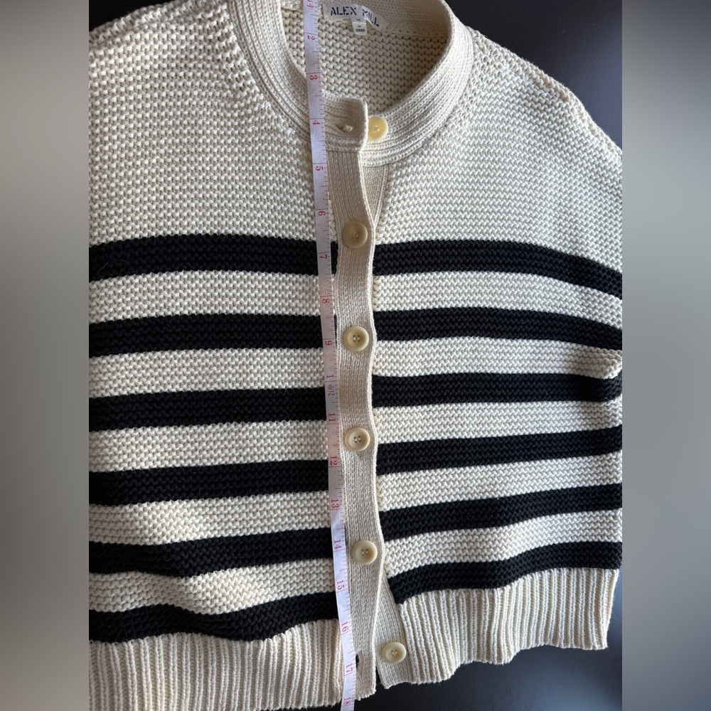 Alex Mill Cream and Black Striped Nico Knit Cardigan - Picture 7 of 9